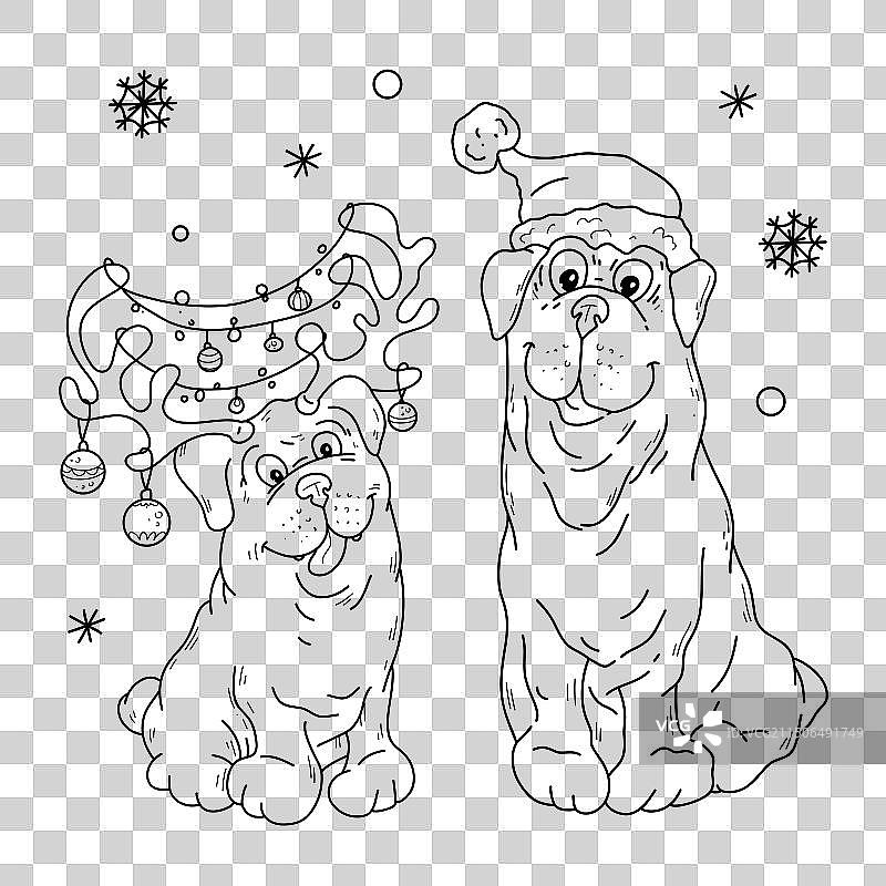 涂鸦风格的圣诞小狗图片素材