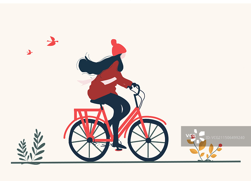 骑自行车矢量插画商业插画图片素材