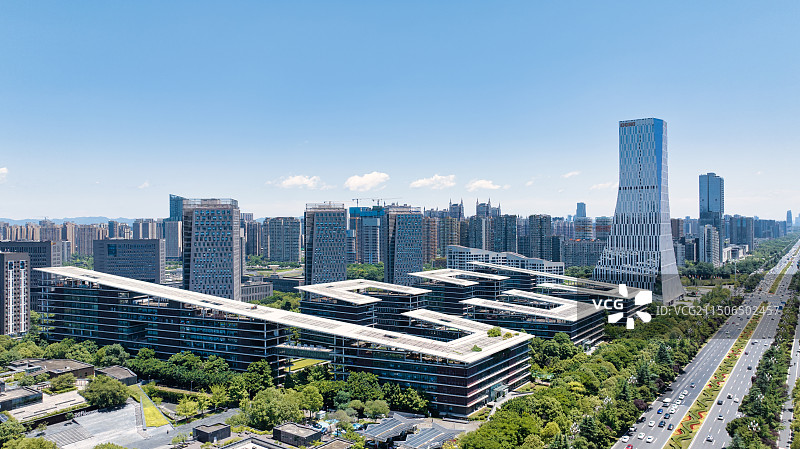 成都高新区的天府软件园多角度航拍图片素材