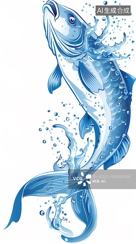 【AI数字艺术】鱼 平面插画图片素材
