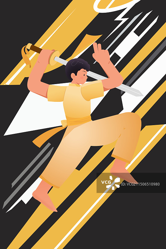 男孩在运动会比赛剑术图片素材