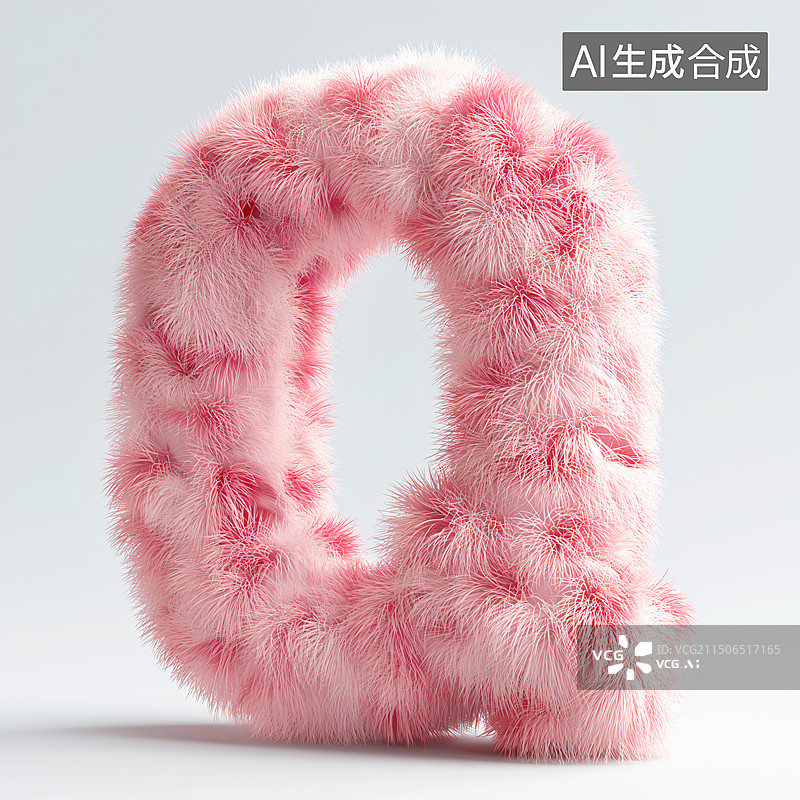 【AI数字艺术】粉色毛绒英文字母Q图片素材