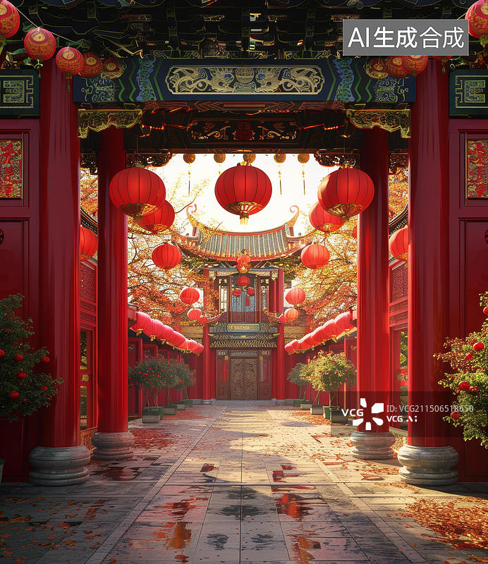 【AI数字艺术】中国传统建筑牌坊图片素材