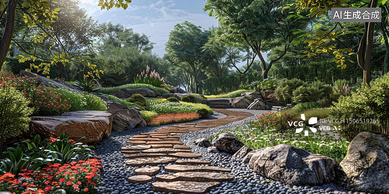 【AI数字艺术】园林景观设计效果图图片素材