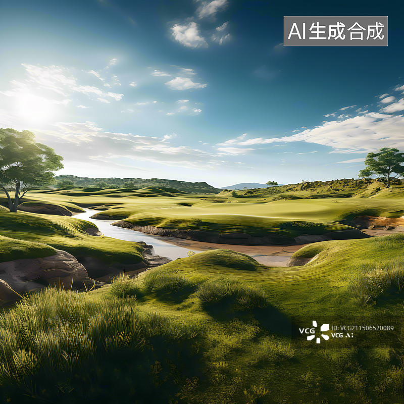 【AI数字艺术】户外高尔夫球场图片素材