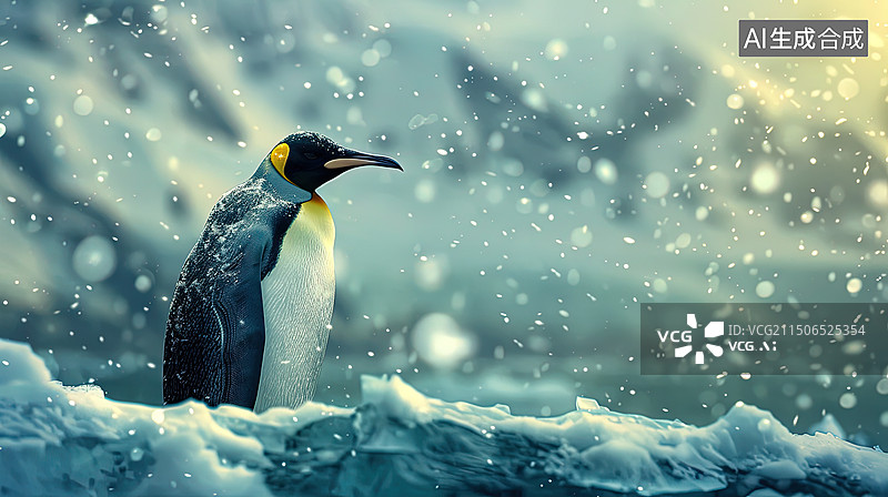 【AI数字艺术】企鹅和寒冷的南极洲图片素材