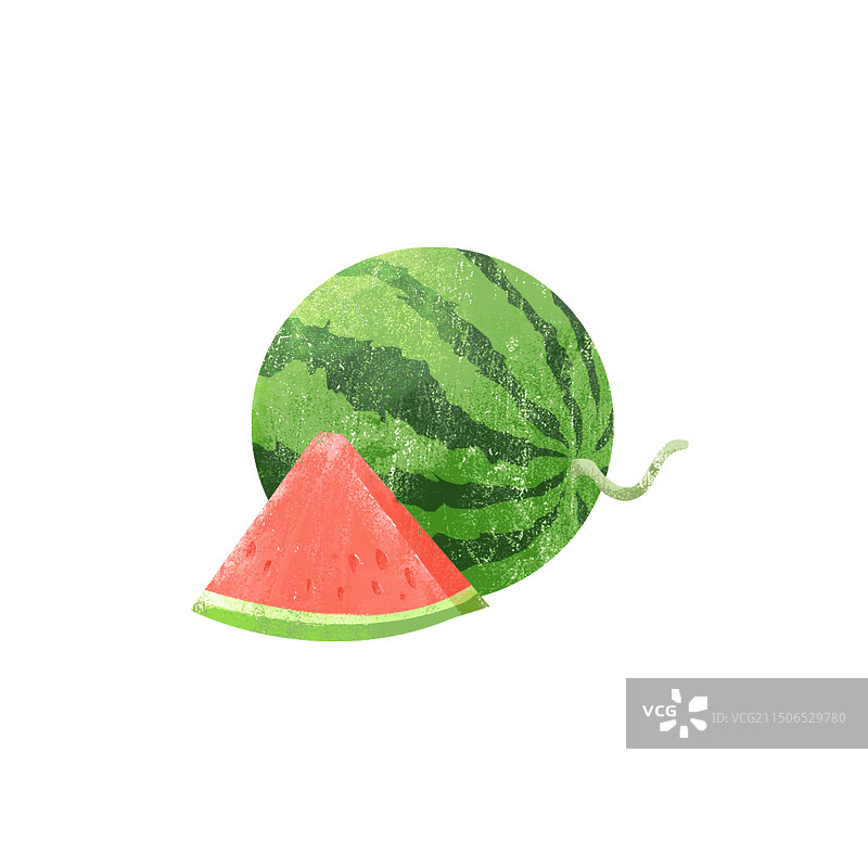 夏季肌理扁平西瓜水果消暑图片素材