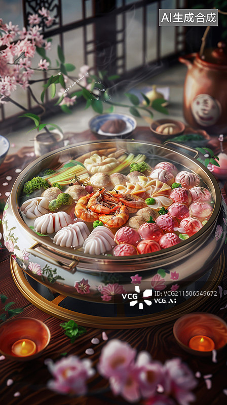 【AI数字艺术】卡通艺术风格火锅图片素材