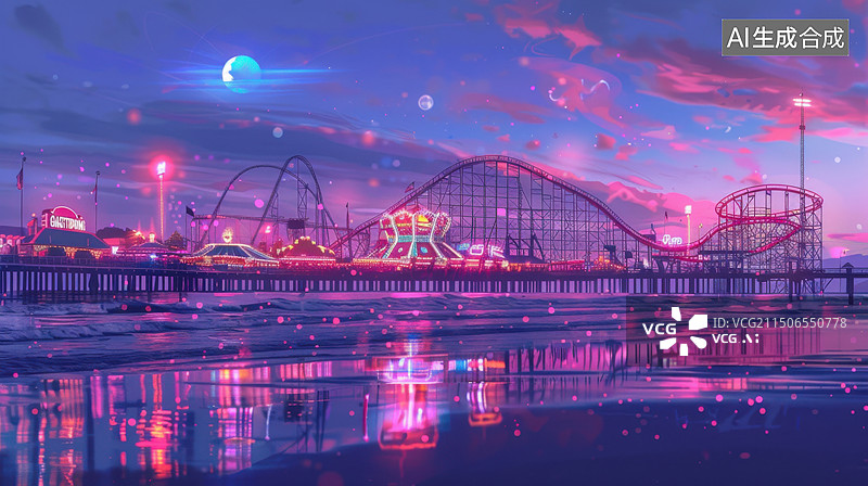 【AI数字艺术】五彩斑斓的游乐园图片素材