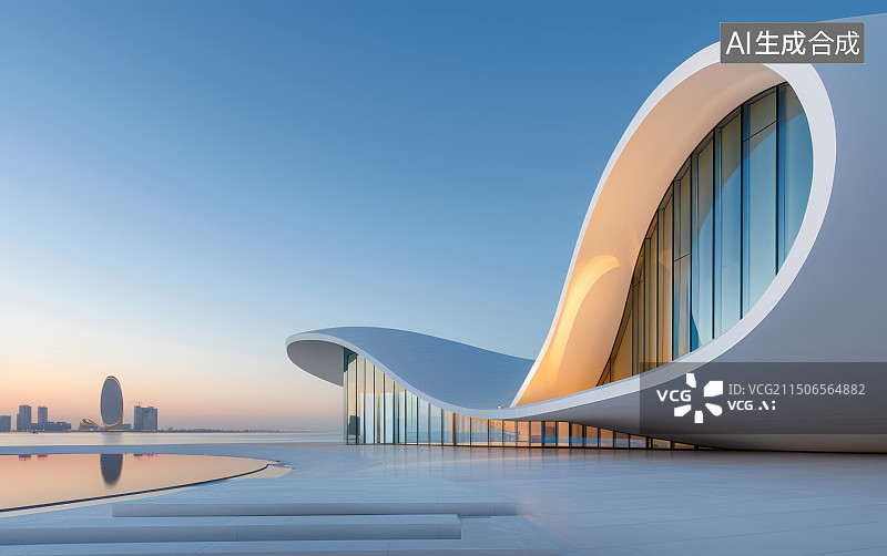 【AI数字艺术】现代艺术建筑与汽车广告背景图图片素材