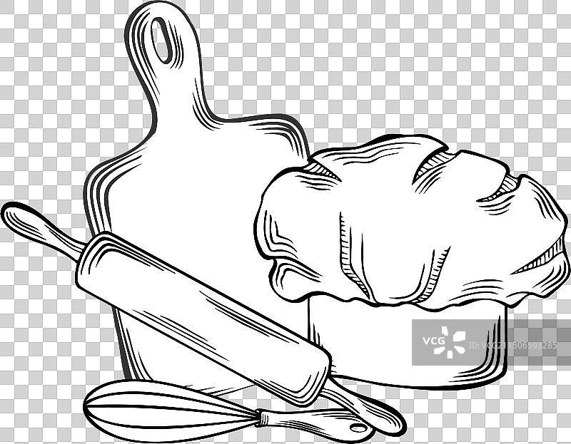 烘焙工具和厨师帽擀面杖搅拌器图片素材