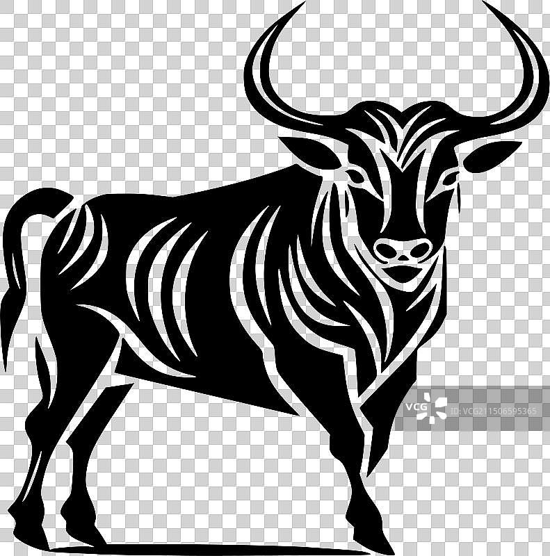 公牛极简扁平风标志图片素材