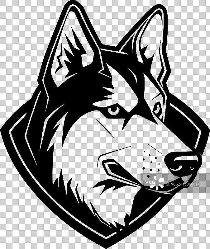 黑白西伯利亚哈士奇隔离图标图片素材