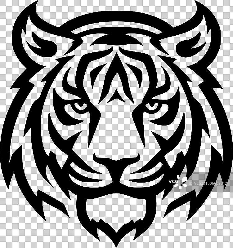 老虎-黑白相间的孤立图标图片素材