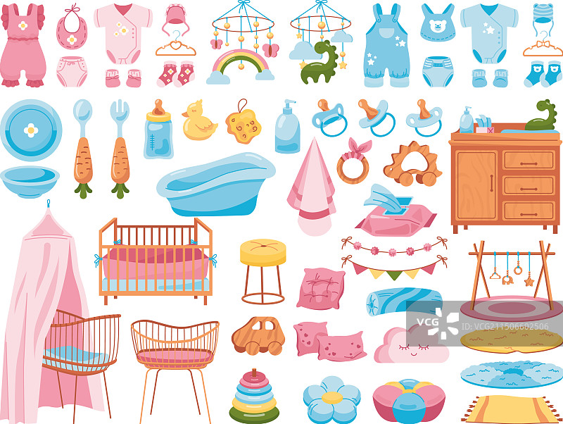 卡通新生儿护理用品元素图片素材