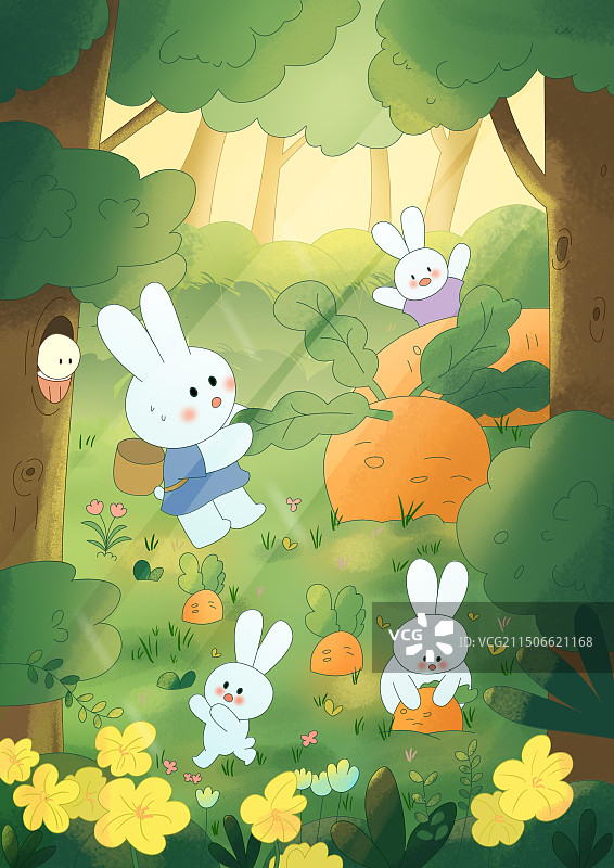 兔子拔萝卜图片素材