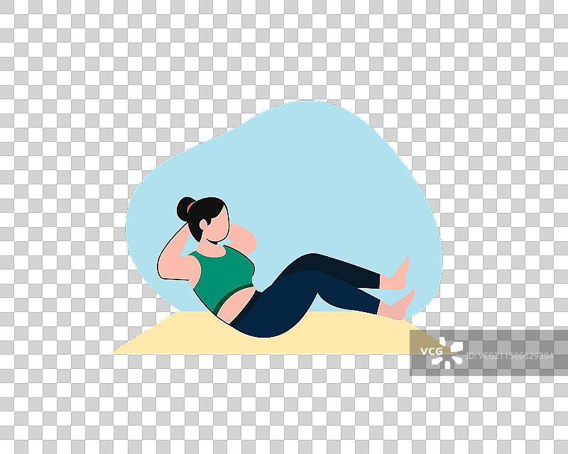 年轻女人正在做仰卧起坐图片素材