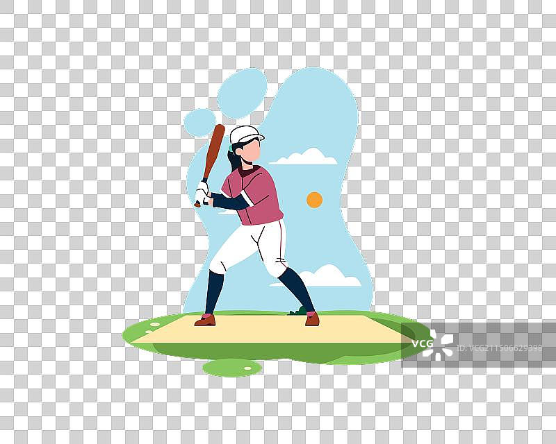 女棒球运动员准备击球图片素材