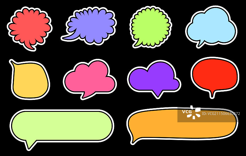带黑边的彩色漫画对话气泡图片素材