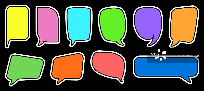 带黑边的彩色漫画对话气泡图片素材