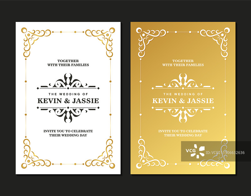 复古风格奢华邀请卡设计图片素材
