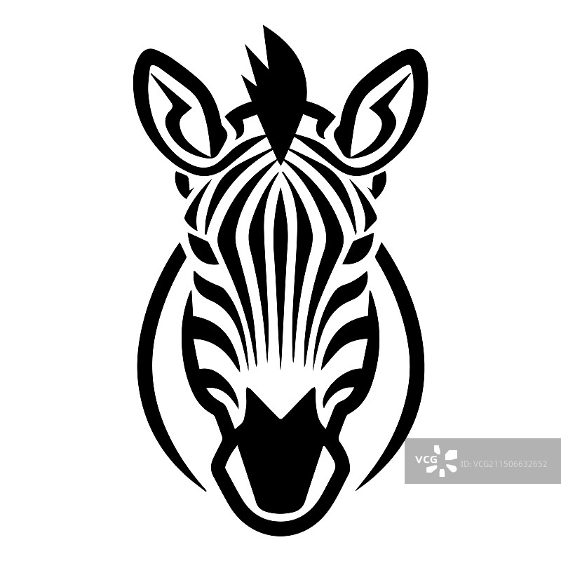 斑马头logo或现代线条图标线条艺术图片素材