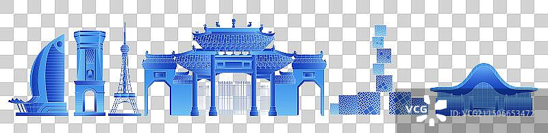 佛山发光渐变科技炫酷商务地标旅游矢量城市图片素材