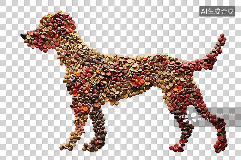 【AI数字艺术】由狗粮拼凑而成的狗形象图案宠物行业海报素材设计素材图片素材