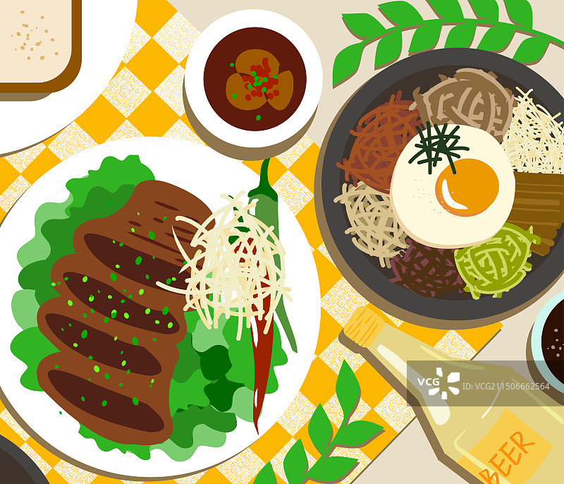 牛排石锅拌饭大餐图片素材