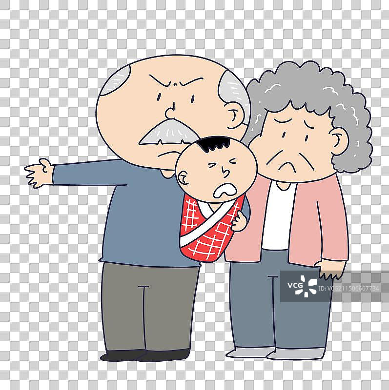 带孙子孩子的老年人图片素材