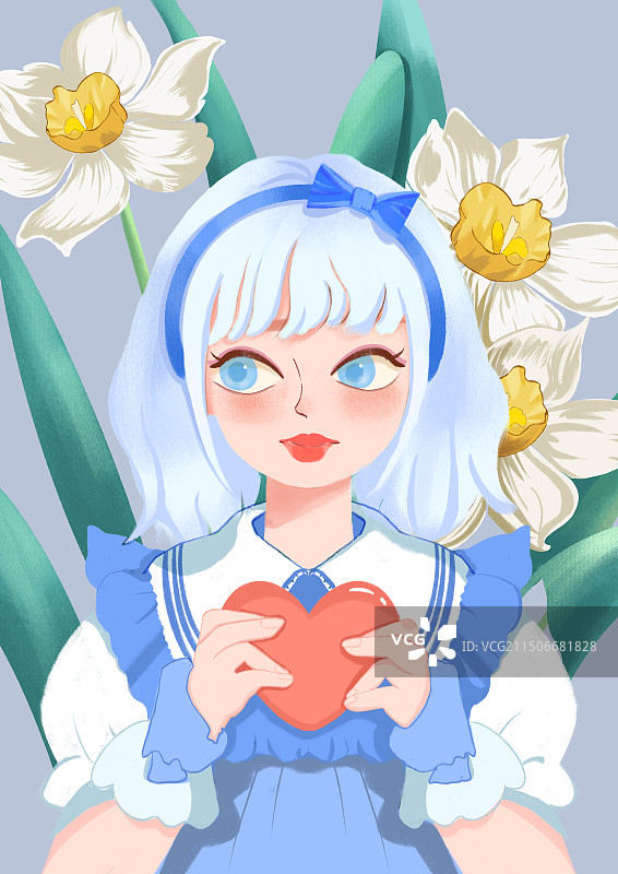 少女风肌理插画图片素材