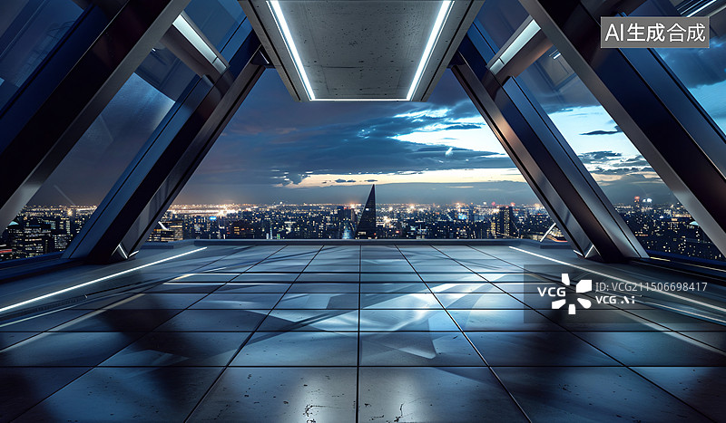 【AI数字艺术】豪华酒店商务写字楼，顶层建筑，汽车广告背景图图片素材
