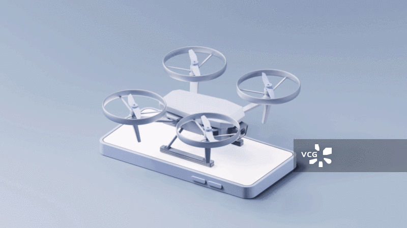 无人机飞行器科技概念循环动画三维渲染图片素材