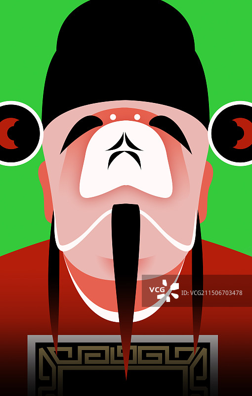 戏曲角色生旦净末丑之丑角竖版渐变插画图片素材