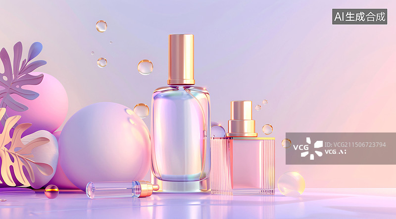 【AI数字艺术】3D渲染洗面奶化妆品模板展示平台三维背景图片素材
