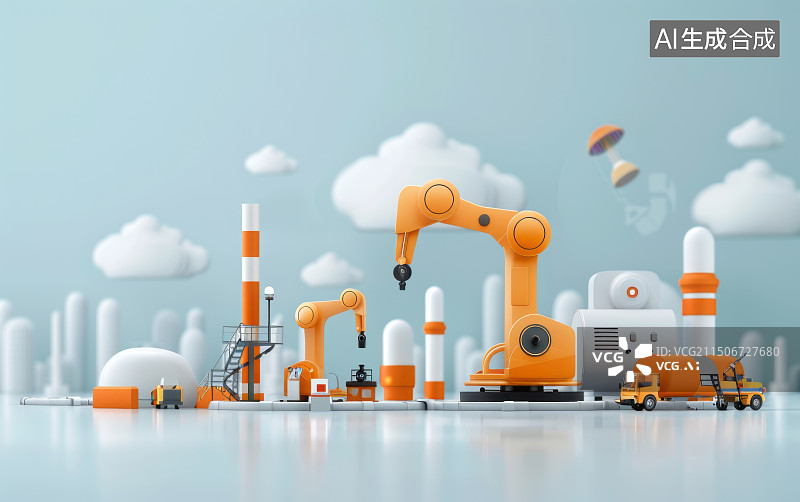 【AI数字艺术】工业4.0概念演示场景图片素材