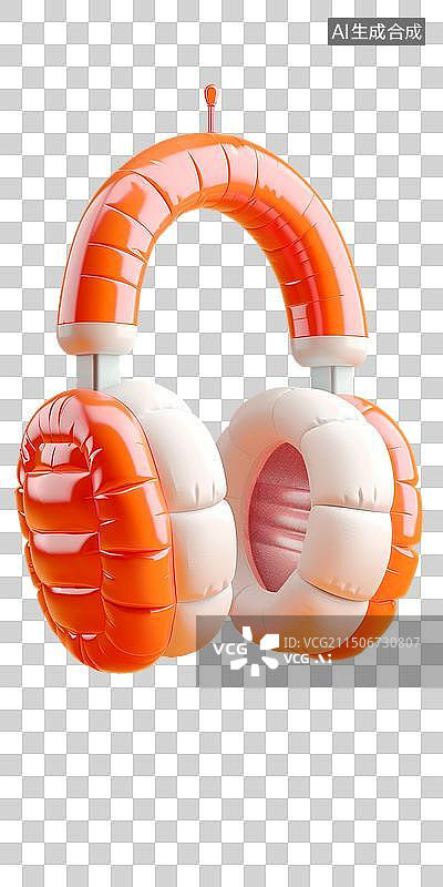 【AI数字艺术】一只彩色充气膨胀耳机耳麦免抠透明元素素材图片素材