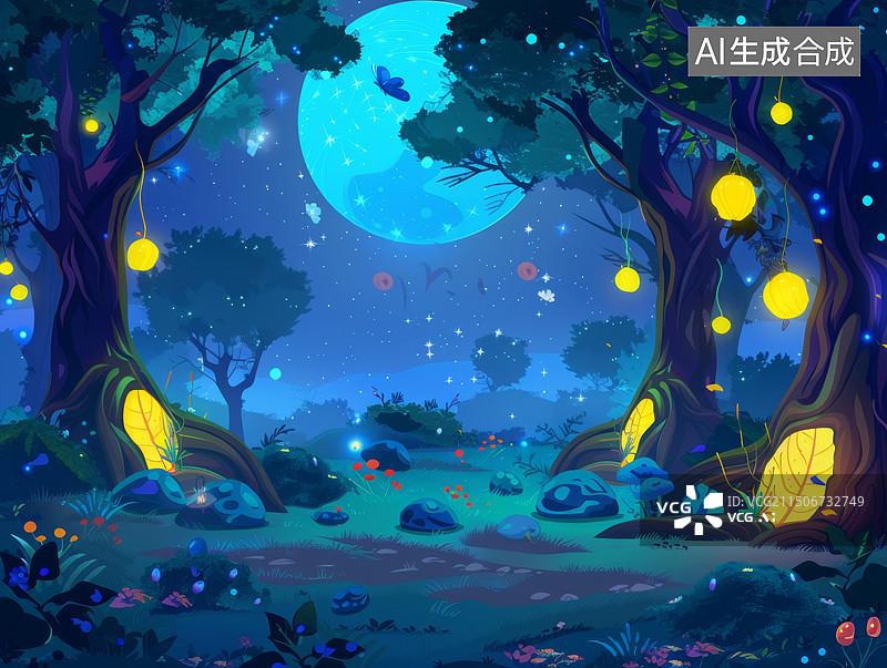 【AI数字艺术】立秋秋天插画森林背景图片素材