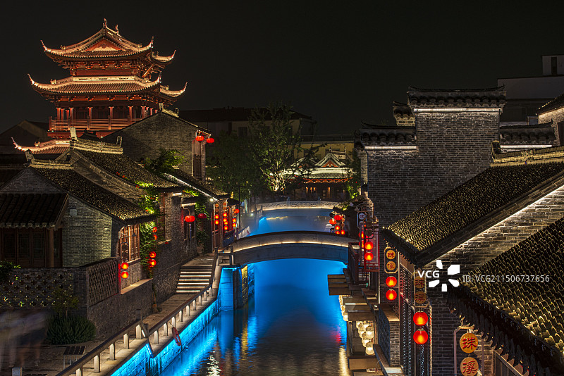 江苏盐城：伍佑珠溪古镇风光图片素材