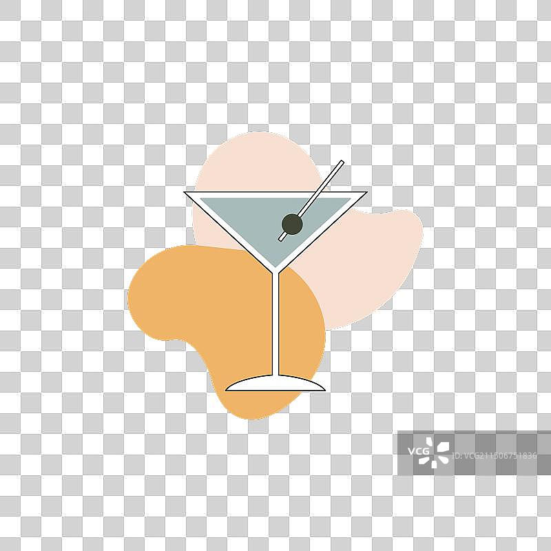 抽象背景上的简约马提尼酒杯和橄榄图片素材