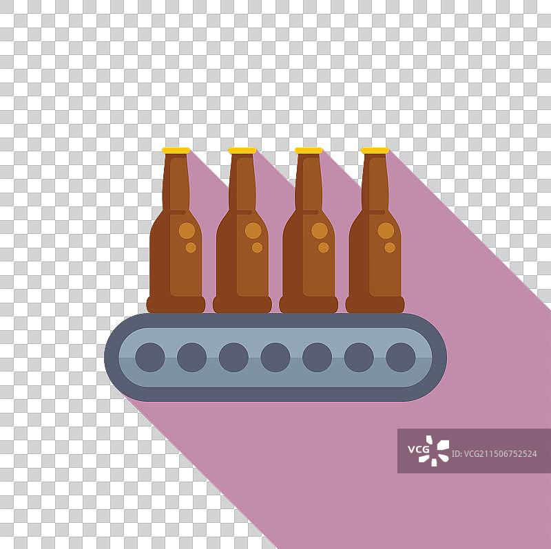 传送带上的卡通啤酒瓶图片素材