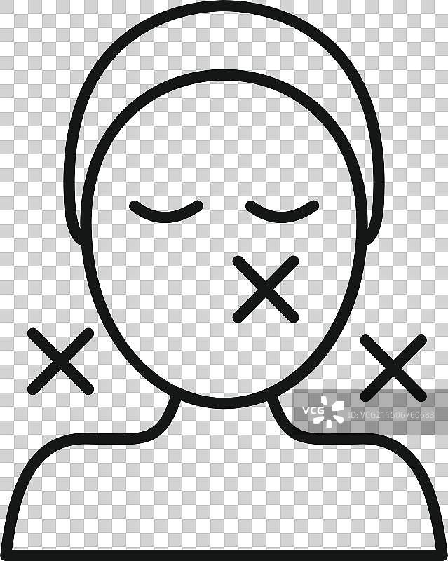 安静的女人图标与叉号图片素材