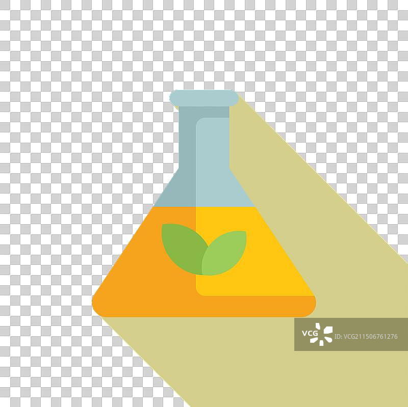 扁平风格绿叶实验烧瓶图标图片素材