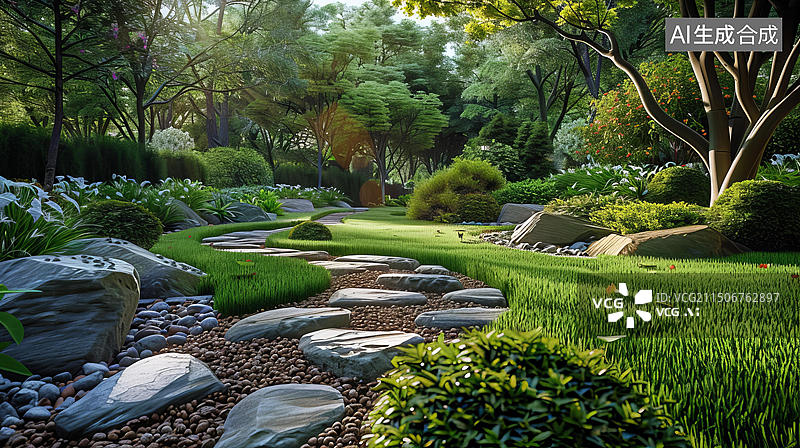 【AI数字艺术】园林景观设计效果图图片素材