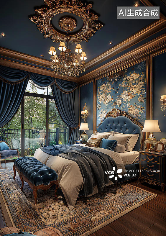 【AI数字艺术】欧式豪华卧室图片素材
