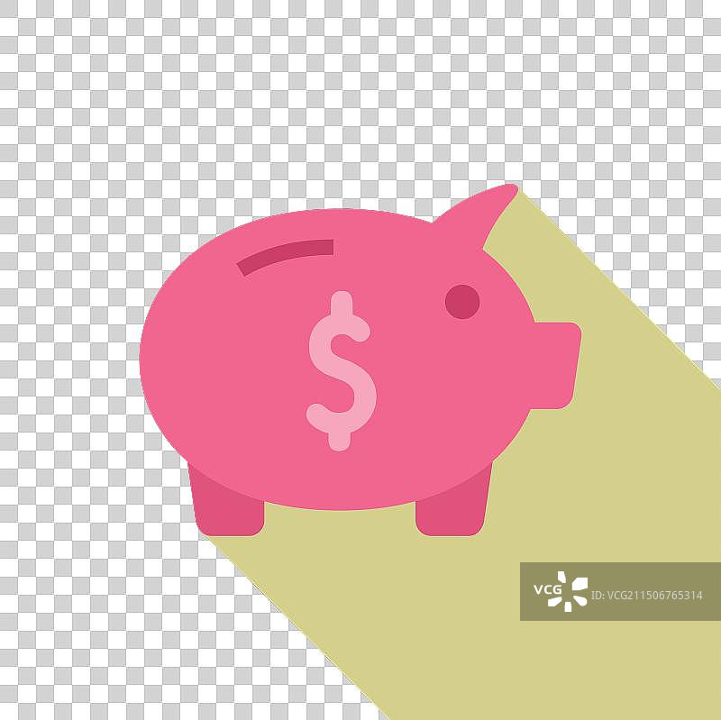 扁平风格粉色小猪储蓄罐图标图片素材