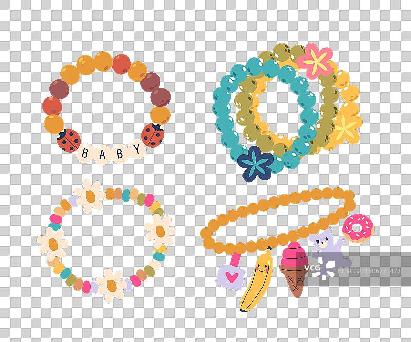 鲜艳的儿童手链套装图片素材