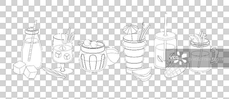 黑白芒果鸡尾酒和热带风情图片素材