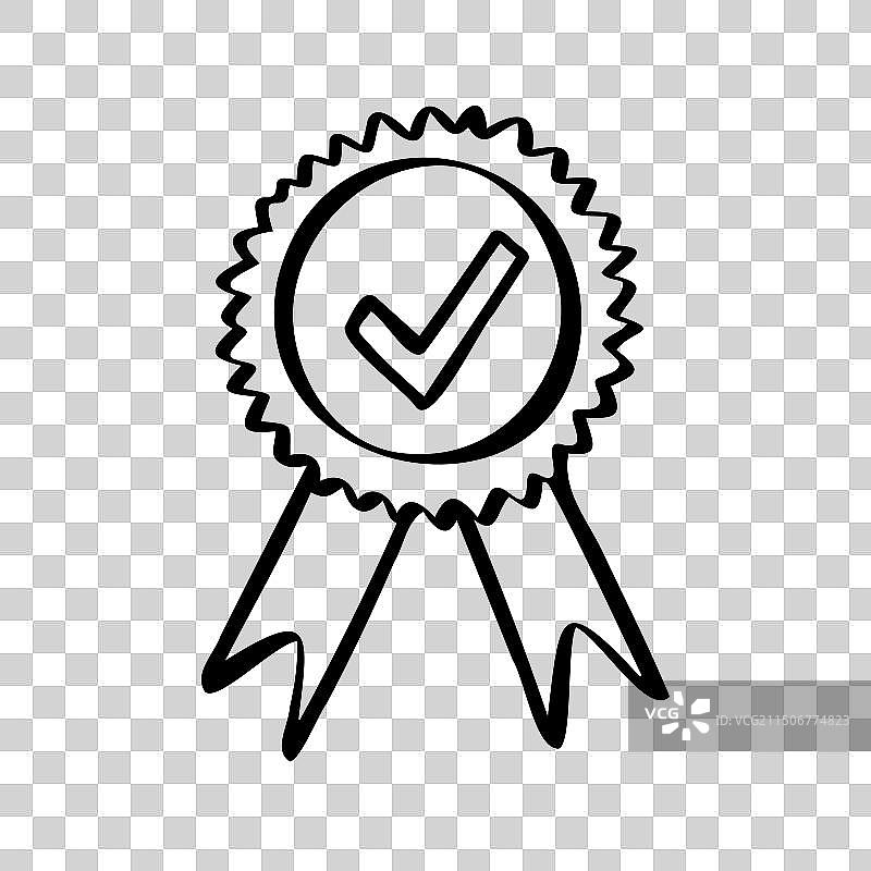 担保涂鸦奖章线条图标极简手绘图片素材