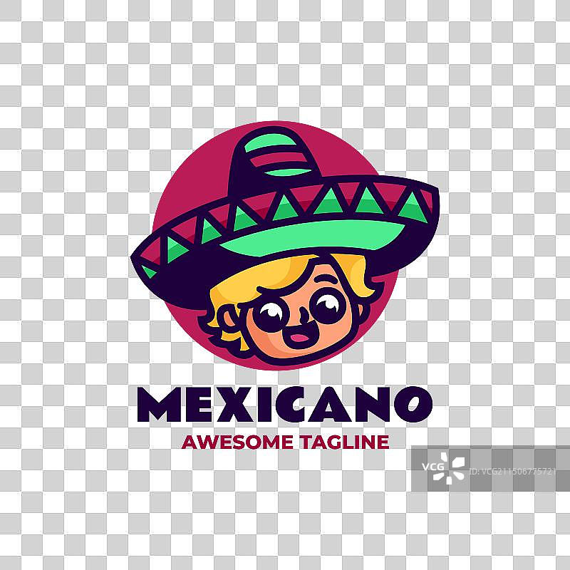 墨西哥男孩卡通吉祥物标志图片素材
